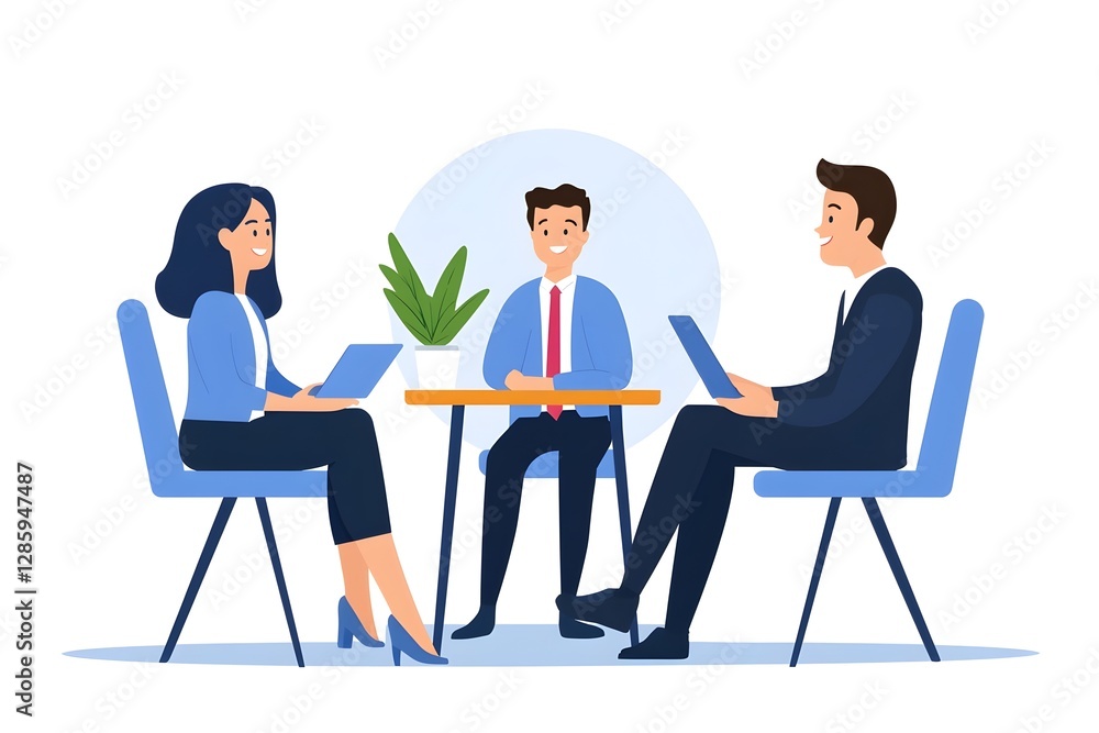 Obraz premium Three people sitting at a table, two of them wearing ties