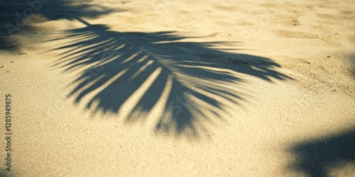 A silhouette of a palm leaf on a sandy beach, perfect for use in travel or nature-themed designs