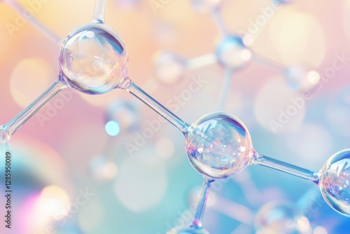 Exploring the intricate beauty of molecular structures illuminated by soft pastel tones. Generative AI