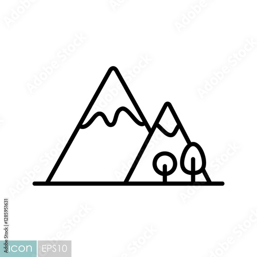 Tree at the foot of the mountain vector icon