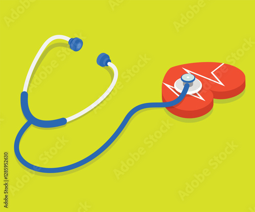 Heart cardio with stethoscope stock illustration