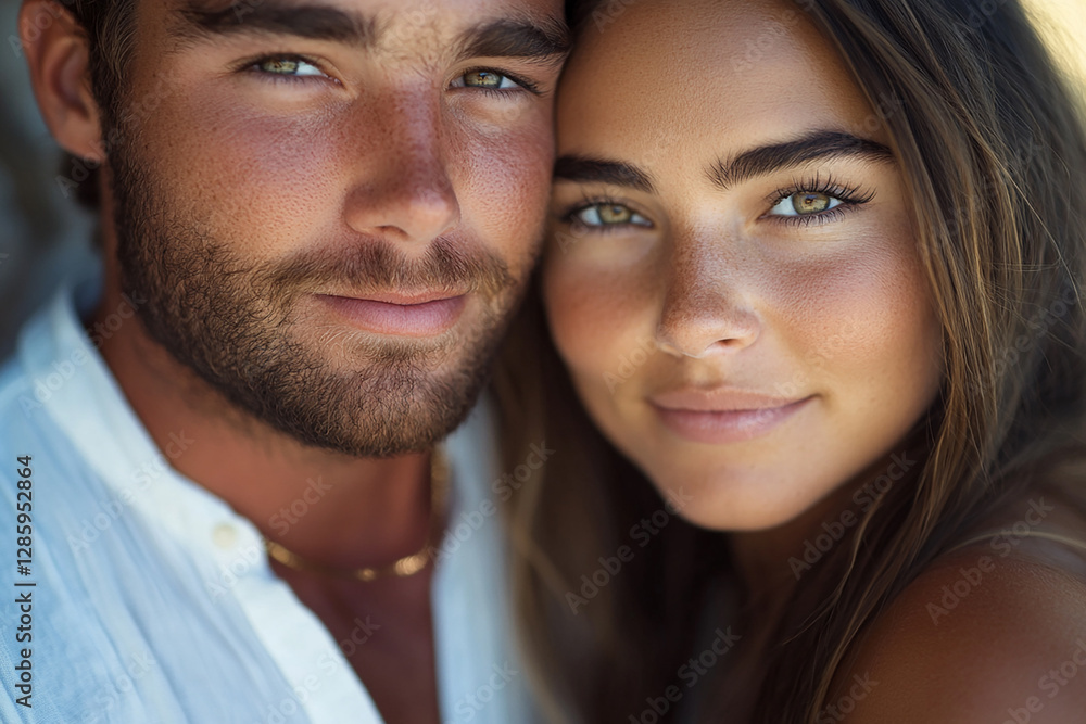 A couple hugging each other on a white background A couple hugging each other on a white background