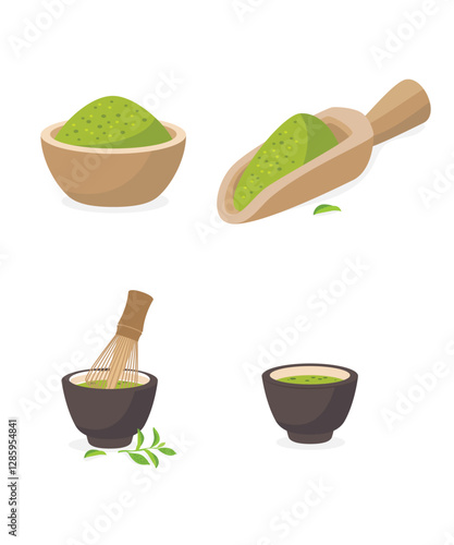 Japanese matcha green tea powder stock illustration