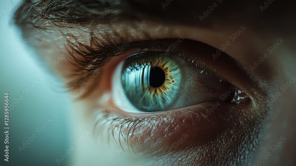 Fototapeta premium A detailed shot of a person's eye with a striking green color, ideal for medical or beauty contexts