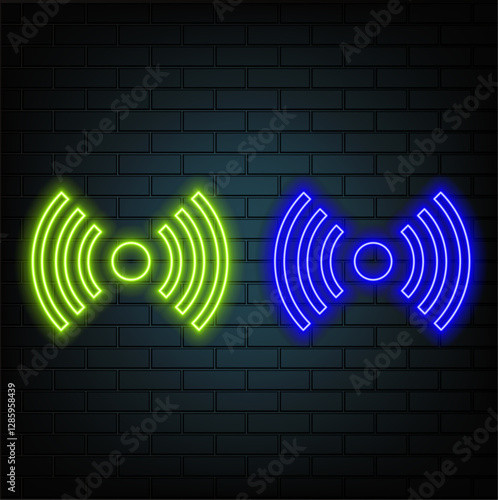 wi fi icon neon text effect , wall background