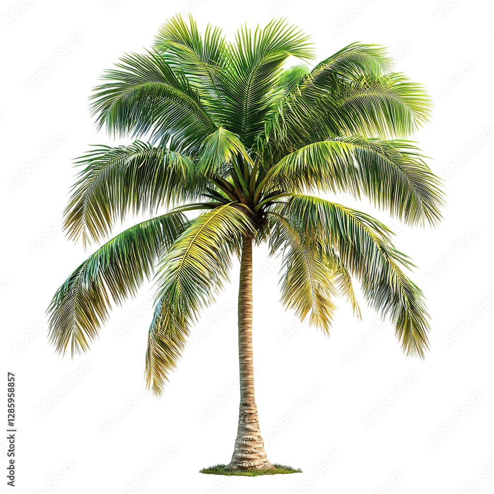 Tropical Palm Tree with Arching Fronds Isolated on Transparent Background Tropical Palm Tree with Arching Fronds Isolated on Transparent Background