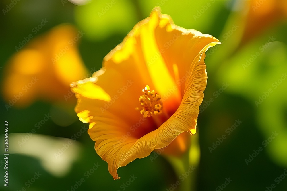 Vibrant Yellow Flower Close-up in Sunny Garden Setting Vibrant Yellow Flower Close-up in Sunny Garden Setting