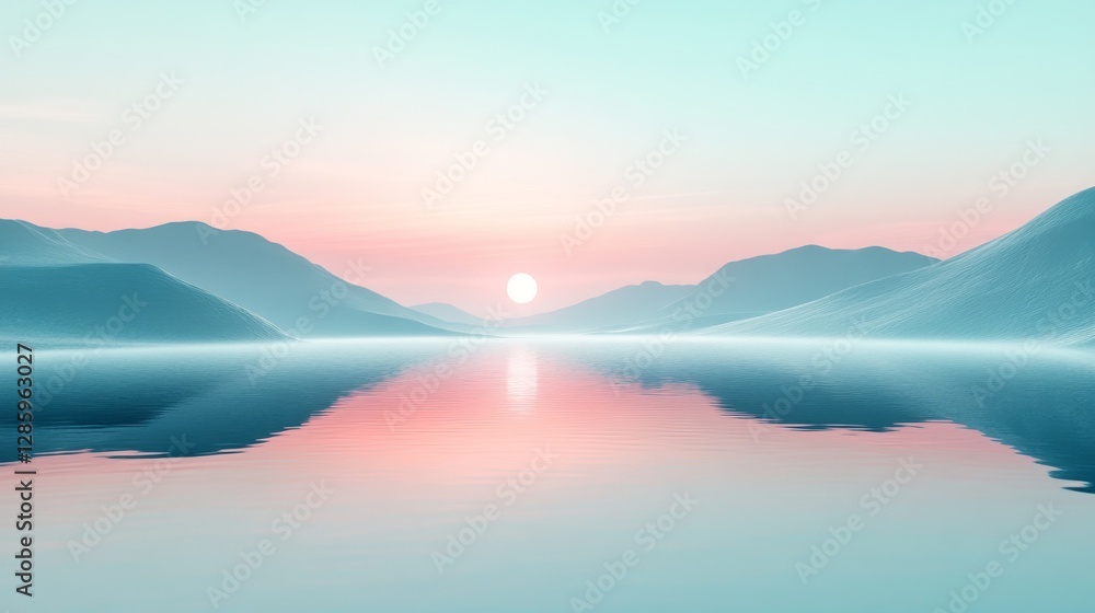 Fototapeta premium Beautiful tranquil scenery of mountains reflecting in calm water