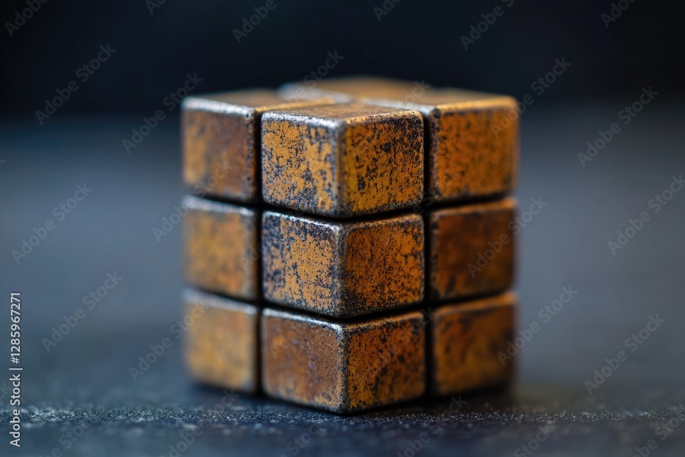 A wooden block placed on a table surface, suitable for various settings and uses A wooden block placed on a table surface, suitable for various settings and uses