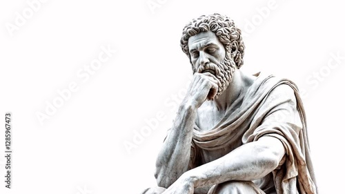 A detailed ancient Greek philosopher statue, symbolizing wisdom and contemplation.

