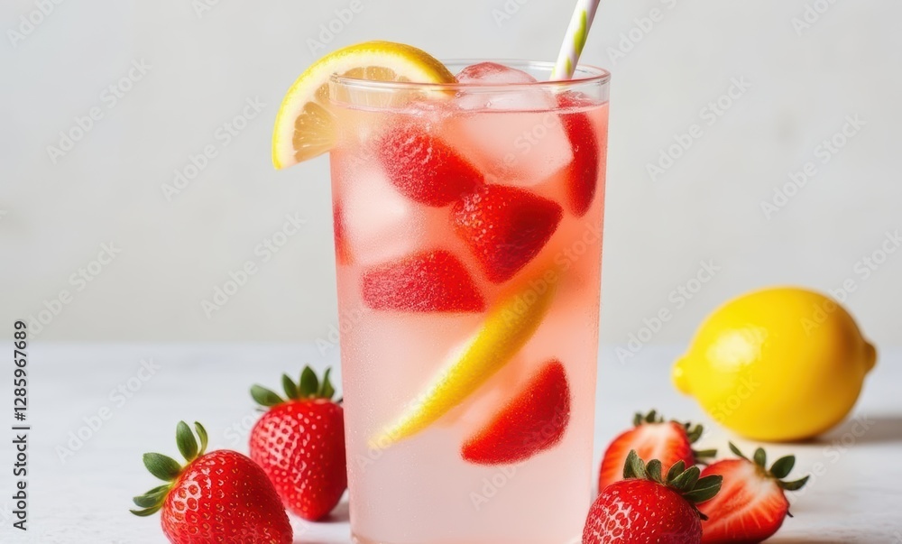 Refreshing strawberry lemonade drink Refreshing strawberry lemonade drink