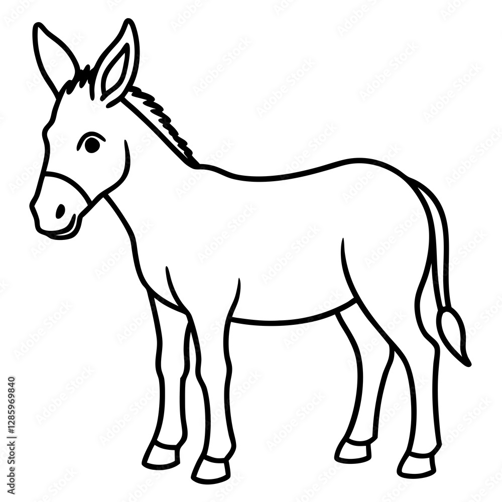 Elegant Donkey Outline Elegant Donkey Outline