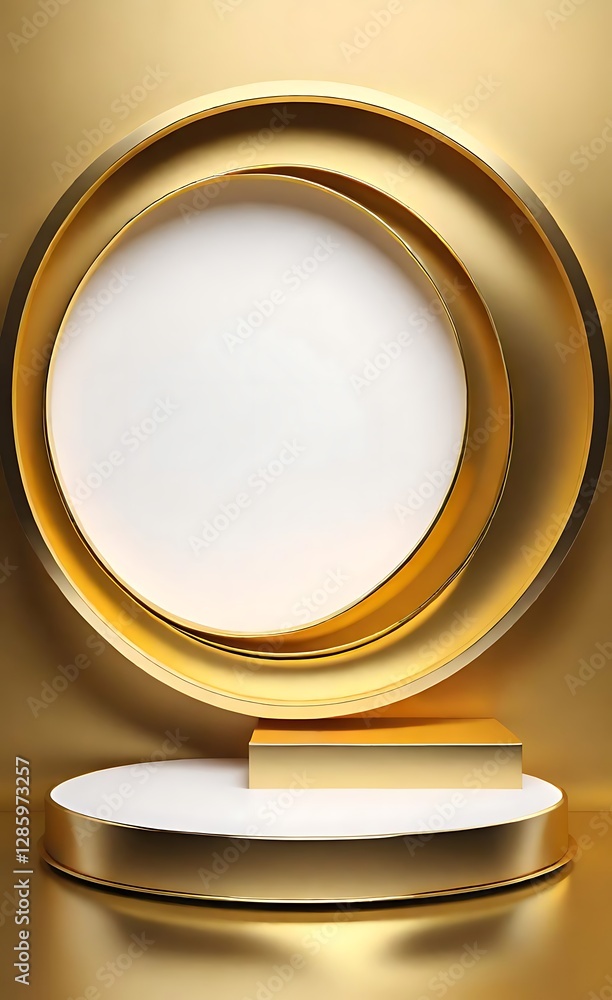 Golden Circle on Pedestal, Modern and Elegant Design Golden Circle on Pedestal, Modern and Elegant Design