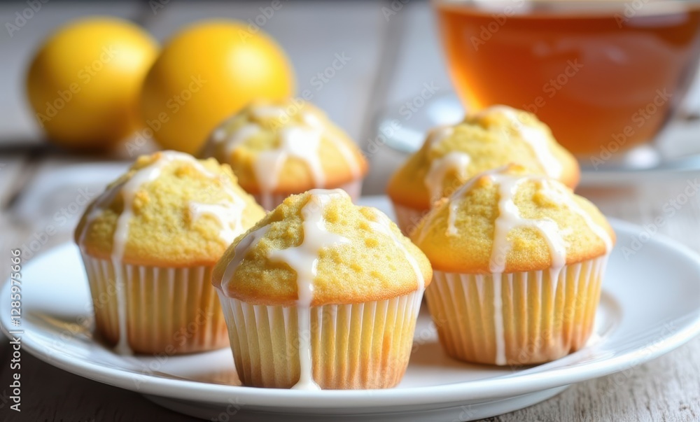 Delicious lemon muffins on a plate Delicious lemon muffins on a plate
