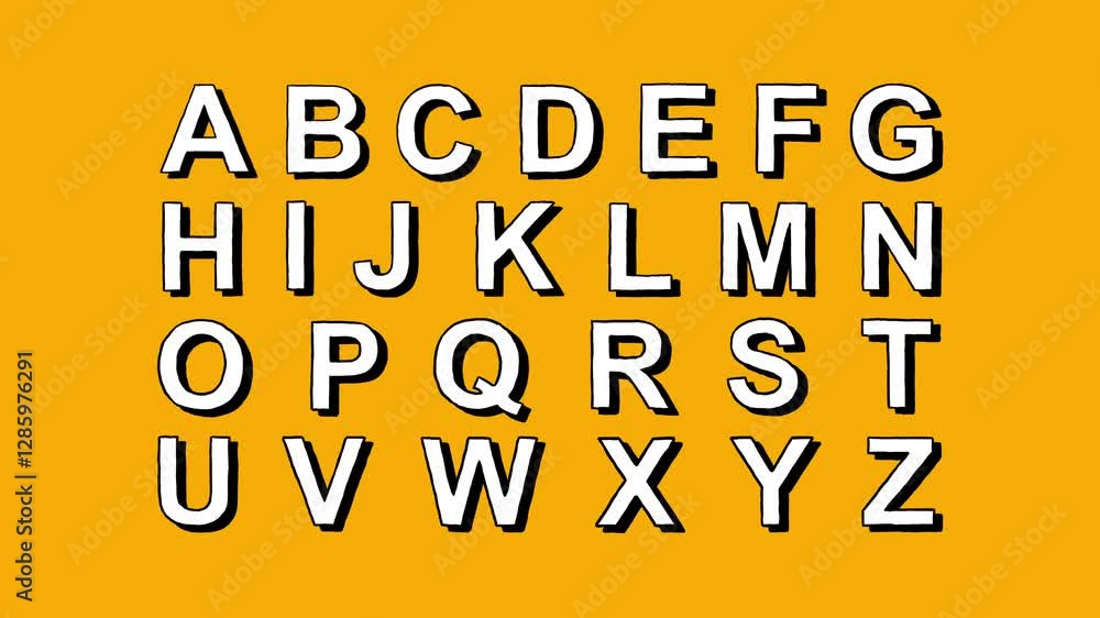 English alphabet letters on orange background showing up than disappearing English alphabet letters on orange background showing up than disappearing