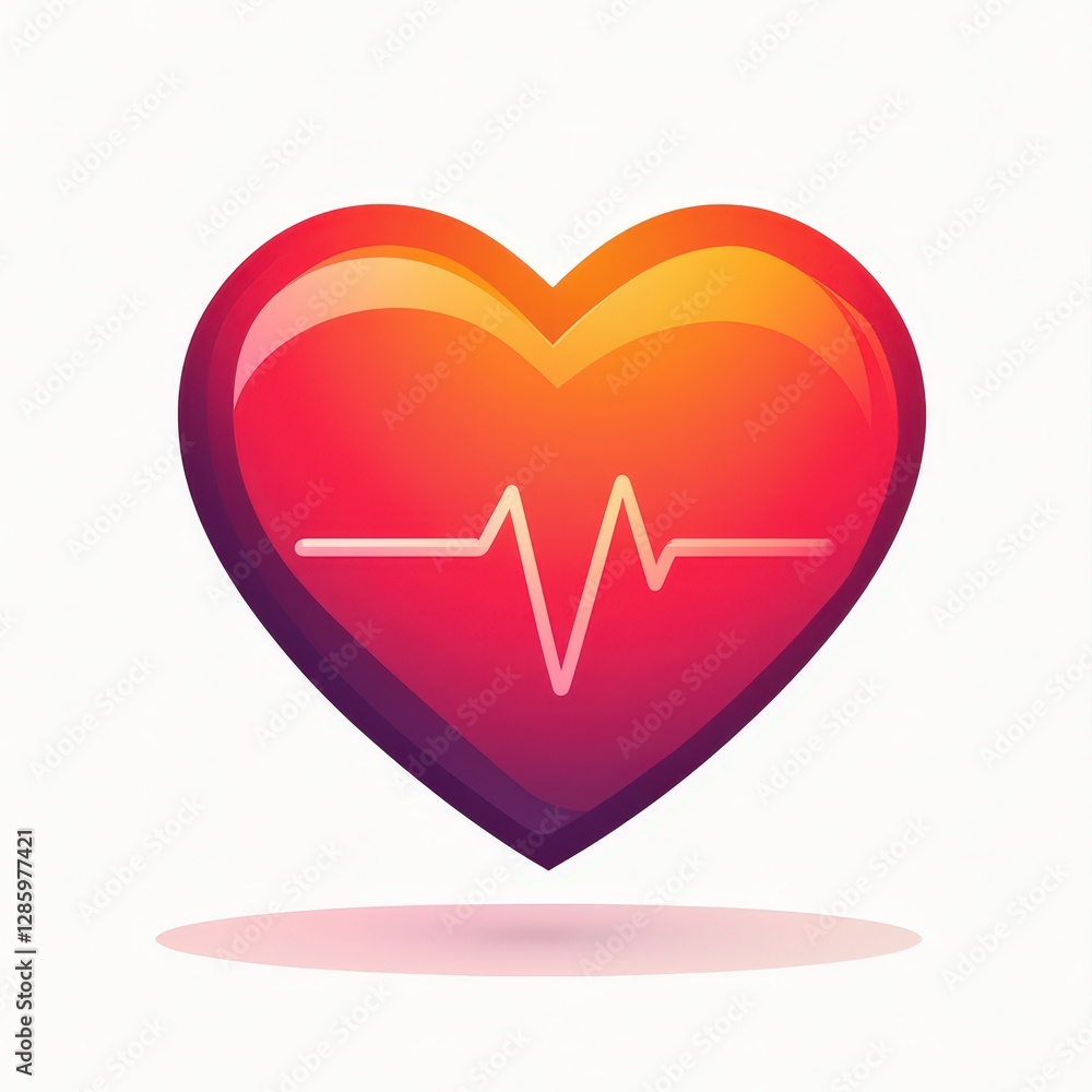 Vibrant heart design with heartbeat line showcasing energy and vitality Vibrant heart design with heartbeat line showcasing energy and vitality