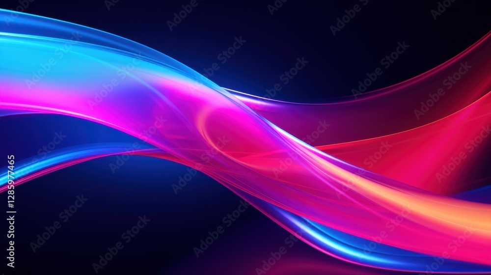 Fototapeta premium Vibrant abstract waves of colorful light on dark background