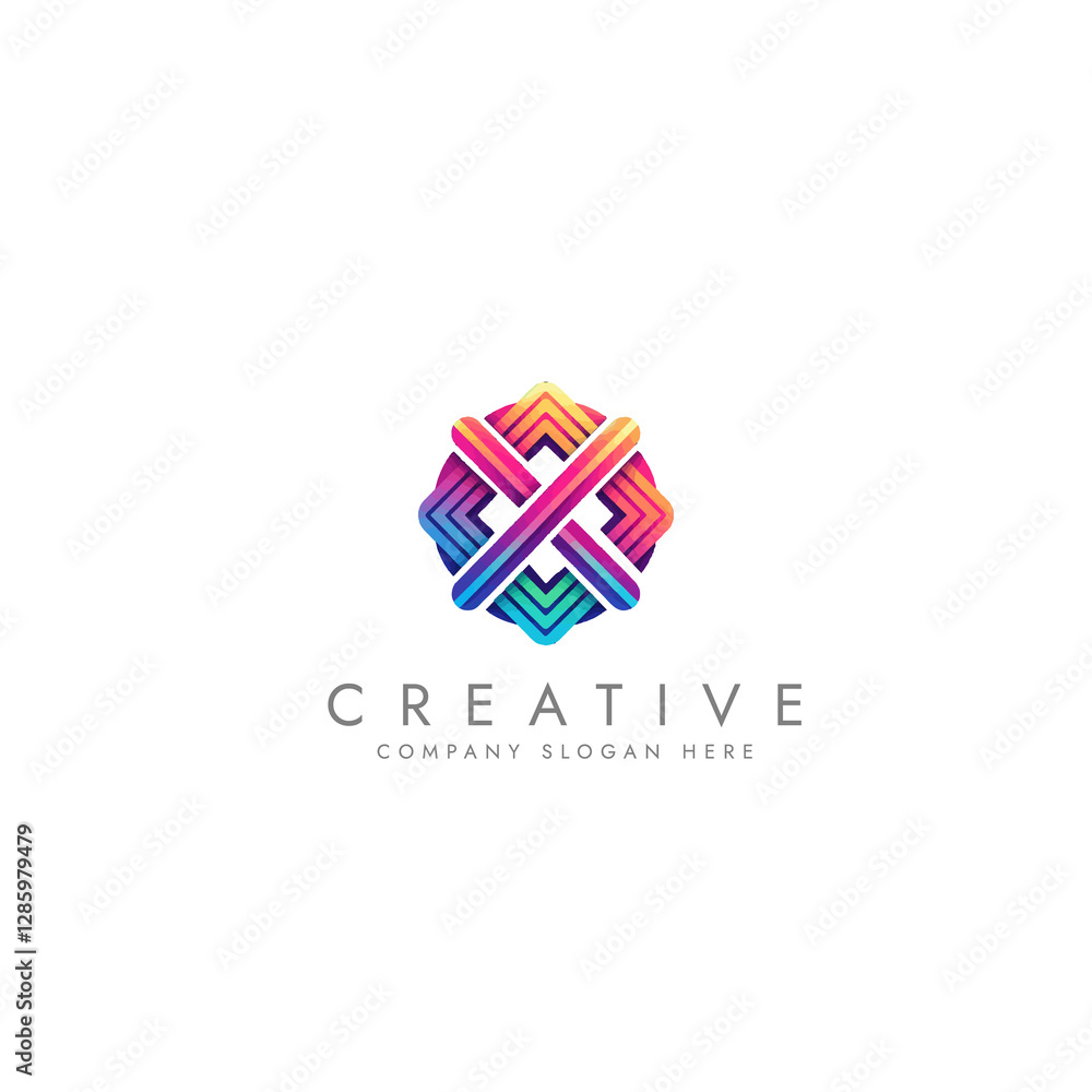 Fototapeta premium Abstract logo in gradient color style, colorful logo, Gradient monogram design, Gradient vector logo template 