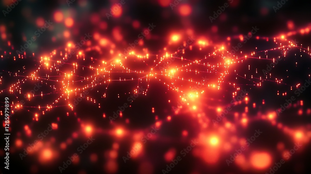 Fototapeta premium A realistic view of interconnected glowing data streams forming a secure network.