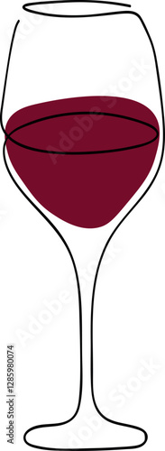 Red Wine in Elegant Glass Line Art