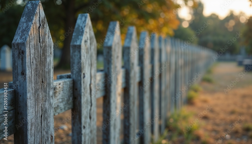 Weathered wooden fence in warm evening light. Weathered wooden fence in warm evening light.