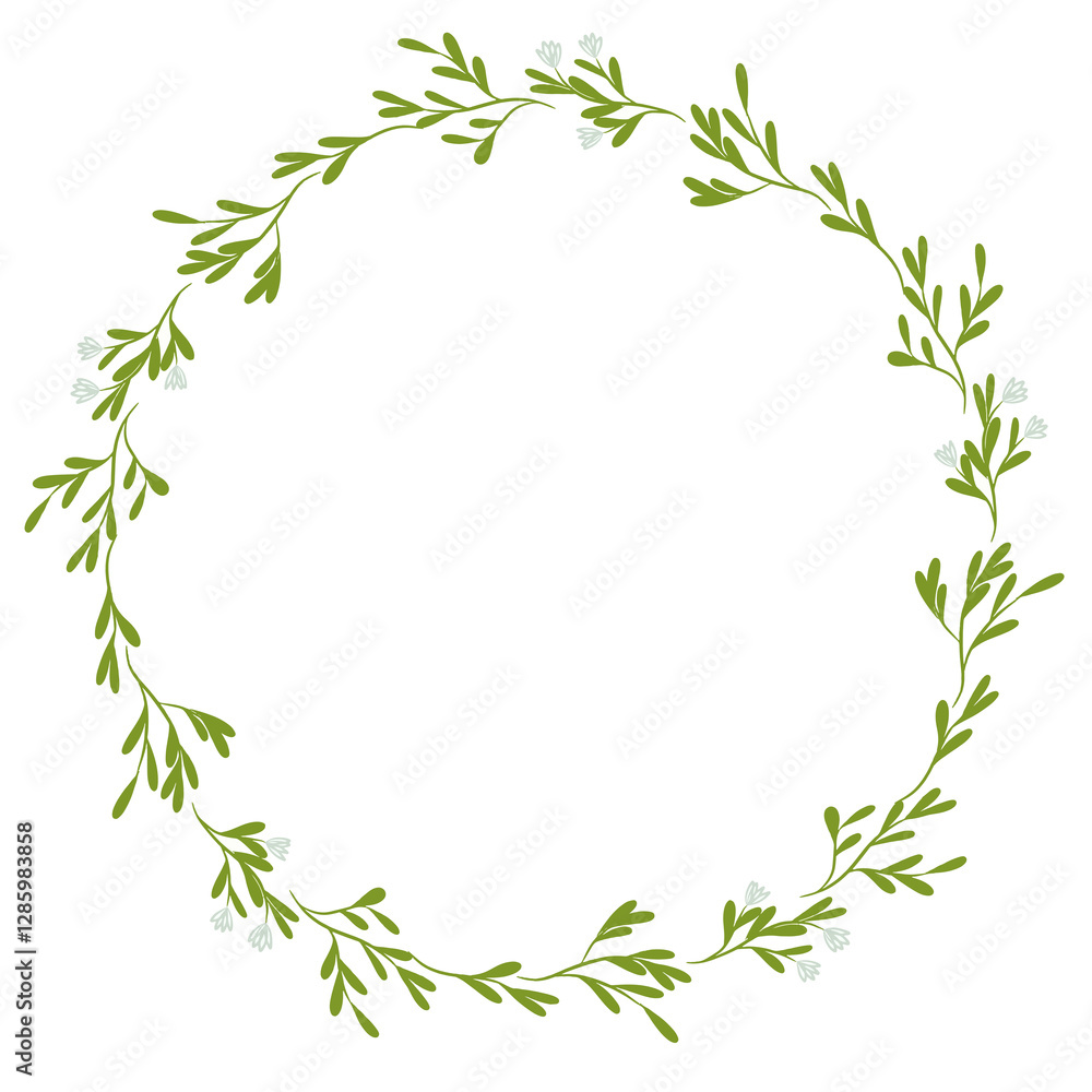 Floral simple circle frame isolated on white Floral simple circle frame isolated on white