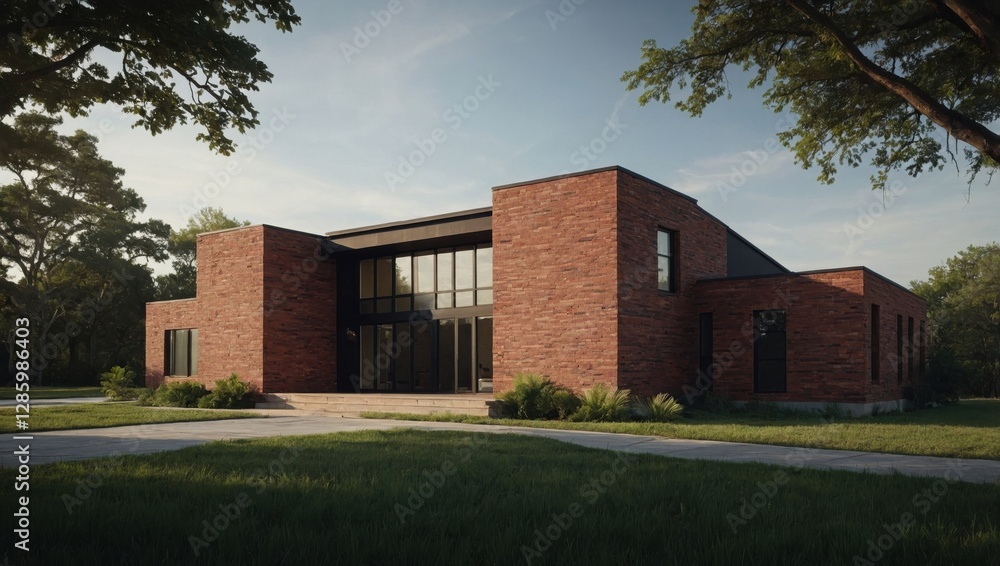 Fototapeta premium Modern red brick building