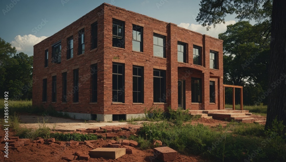 Fototapeta premium Modern red brick building