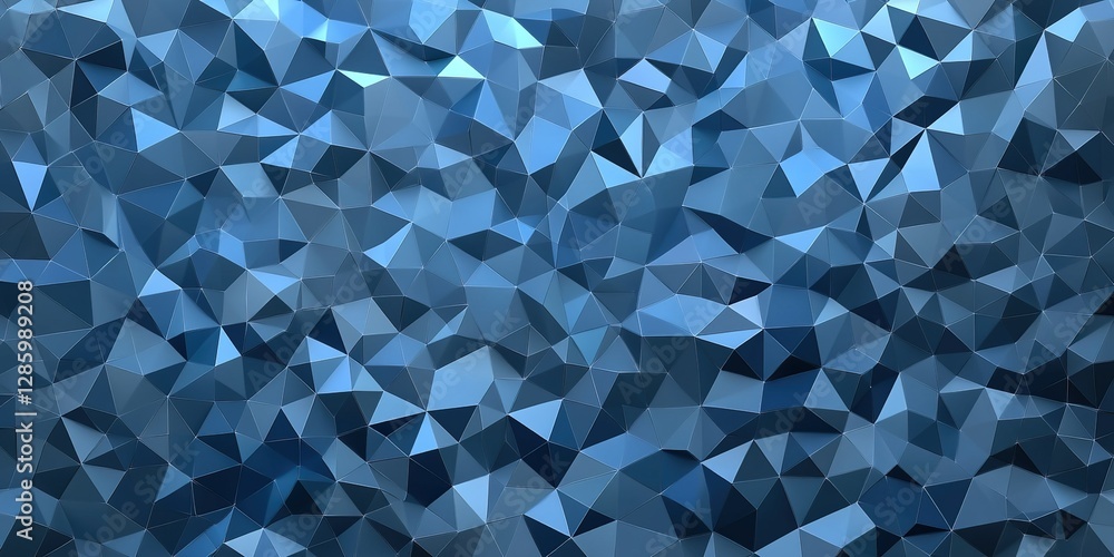 Abstract geometric pattern of blue triangles creating a textured 3D effect in a modern artistic representation Abstract geometric pattern of blue triangles creating a textured 3D effect in a modern artistic representation