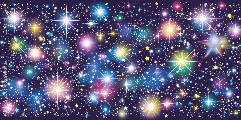 Fototapeta premium Sparkling Starry Night Sky Background Festive Magical Glitter Design