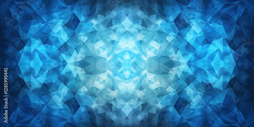 Abstract blue crystal pattern with intricate designs and gradients across the surface