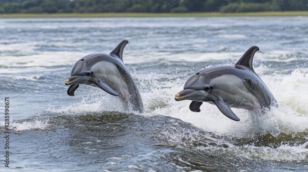 Obraz premium Sustainable fishing benefits dolphin populations in marine environments