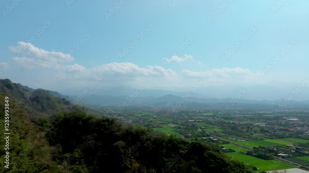 Aerial view of green field in South Taiwan, Mino. Square and green field and famous Hakka country in South Taiwan Aerial view of green field in South Taiwan, Mino. Square and green field and famous Hakka country in South Taiwan