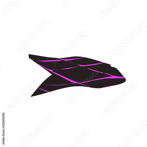 Simple fish. Sardine textured element. Salmon or anchovy silhouettes. Undersea animal. Vector hand drawn cutout collage illustration isolated on white background.