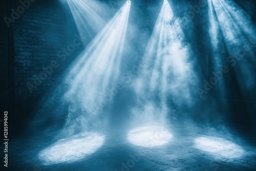 Enigmatic fog envelops a stage, casting a mystical spotlight that transforms the scene into an ethereal wonderland.