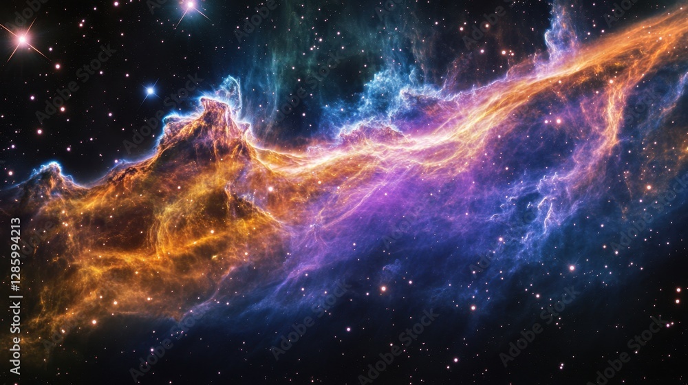 A planetary collision sends a shockwave of iridescent plasma across the stars, forming a nebula