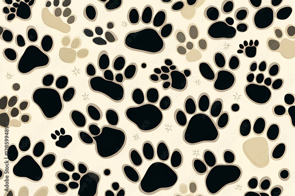 Cute Animal Paw Prints Seamless Pattern Background Texture Design for Fabric or Wallpaper Cute Animal Paw Prints Seamless Pattern Background Texture Design for Fabric or Wallpaper