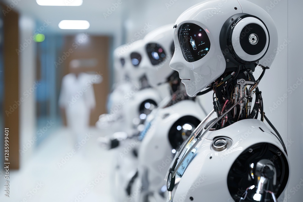 Human doctors replaced by AI robots, moral questions arise. Human doctors replaced by AI robots, moral questions arise.