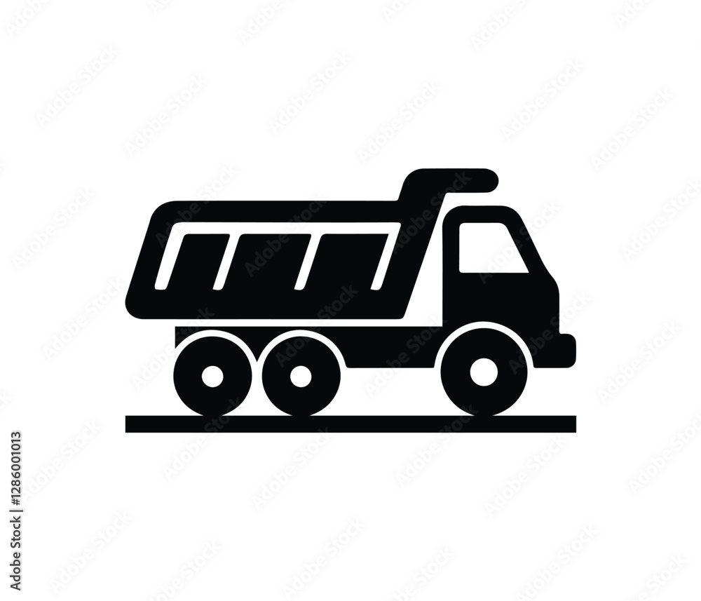 Silhouette Flat Icon of a Dump Truck. dump truck logo. truck icon. Silhouette Flat Icon of a Dump Truck. dump truck logo. truck icon.