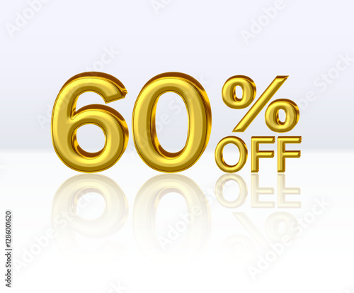 60 percent discount. Golden numbers with percentage sign. Special offer. vector illustration