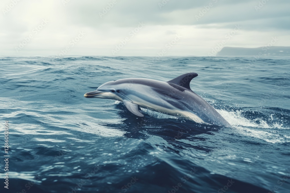 Naklejka premium Dolphin interaction with marine biologist in ocean study photo