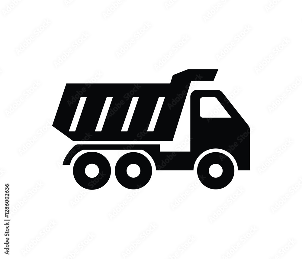 Silhouette Flat Icon of a Dump Truck. dump truck logo. truck icon. Silhouette Flat Icon of a Dump Truck. dump truck logo. truck icon.