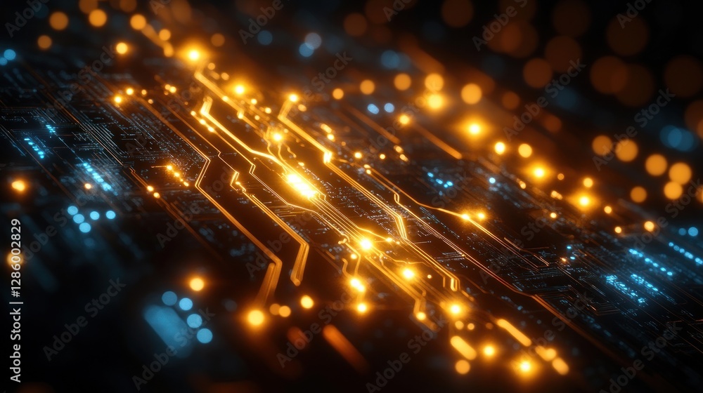Fototapeta premium Illuminated circuit board technology abstract