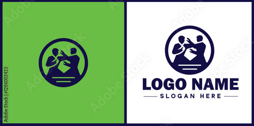 Self-Defense Class icon Martial arts training Personal protection course Combat skills workshop flat logo sign symbol editable vector