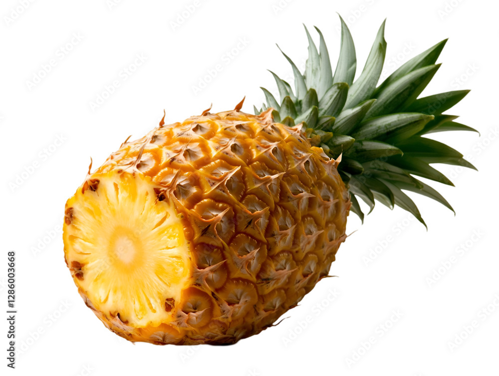 Freshly cut pineapple showcasing its vibrant yellow interior and spiky exterior, perfect for summer recipes and tropical themes. Freshly cut pineapple showcasing its vibrant yellow interior and spiky exterior, perfect for summer recipes and tropical themes.