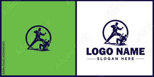 Self-Defense Class icon Martial arts training Personal protection course Combat skills workshop flat logo sign symbol editable vector
