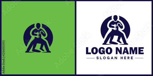 Self-Defense Class icon Martial arts training Personal protection course Combat skills workshop flat logo sign symbol editable vector