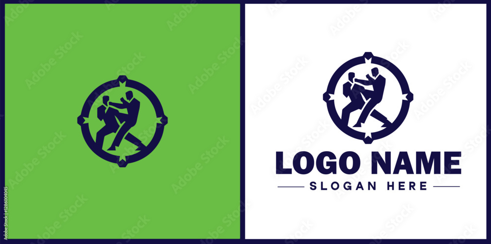 Obraz premium Self-Defense Class icon Martial arts training Personal protection course Combat skills workshop flat logo sign symbol editable vector