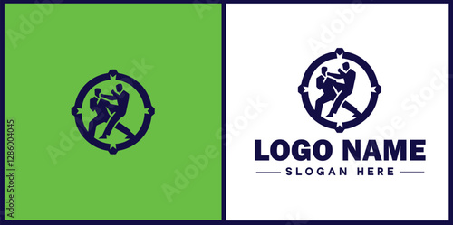 Self-Defense Class icon Martial arts training Personal protection course Combat skills workshop flat logo sign symbol editable vector