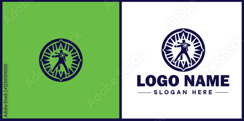 Self-Defense Class icon Martial arts training Personal protection course Combat skills workshop flat logo sign symbol editable vector